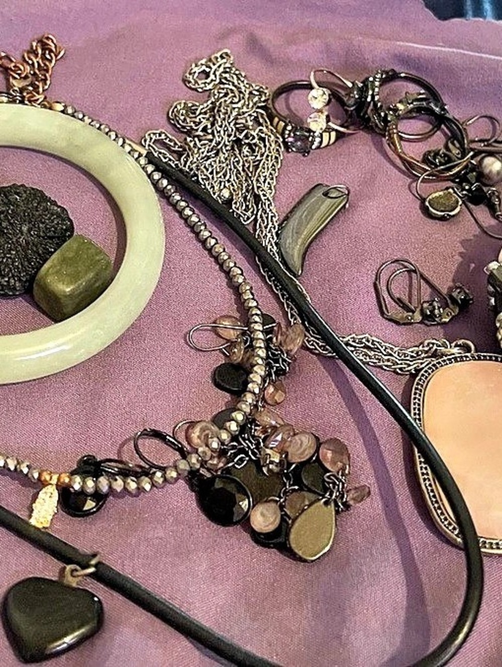 Assorted Jewelry Lot in Black & Whiten green .